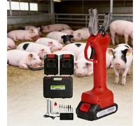 Electric Livestock Ear Tagging Tool Rechargeable Battery Plier for Cattle Cow Pig Sheep Goats Easy to Use Fast Tagging(Red)