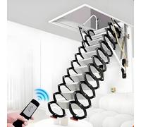 Electric Loft Ladder with Roof Hatch Kit - Space-Saving Folding Telescopic Design, Black, Entry Size 0.7x1.1m, Height 2m - Ideal Access Solution for Attics, Lofts & Storage Spaces