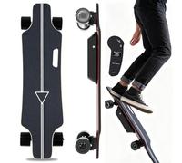 Electric Longboard With Remote-20/25km/h Top Speed,8/15/22/30km Range,4-Speed,Shock Absorption Wheels & Carry Handle,7 Layers Maple Electric Skateboard For Campus & City Riding&Commuting 15km