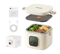 Electric Lunch Box, 14000mAh Rechargeable Heated Lunch Box,20-80 Mins Timer & 4 Temperature Settings,Removable 304 SS Inner,800ML Cordless Portable Food Warmer for Car/Office/Travel/Picnic/Outdoor