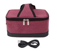 Electric Lunch Box Food Heater, Heated Lunch Box for Adults Portable Warmer Leakproof Heated Box USB Constant Heating Insulation Bag Heated Lunch Box Bag (Wine Red)