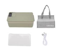 Electric Lunch Box for Adults, 1L Stainless Steel Heated Lunch Box Battery Powered Food Warmer Portable Food Container for Travel Work (Verde)