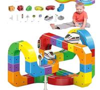 Electric Magnetic Train Set, 3D Track Flexible Race Track, Monorail Building Toy for Kids, Easy Assembly with Moving Trains, Portable and Fun