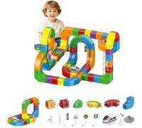 Electric Magnetic Train Set, 3D Track Flexible Race Track, Monorail Building Toy with Moving Trains, Easy Assembly for Kids