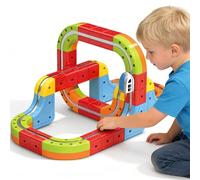 Electric Magnetic Train Track Fusion Set, DIY 3D Infinity Building Blocks Race Tracks, STEM Learning Toy for Boys & Girls Kids