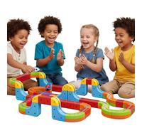 Electric Magnetic Train Track Set, Flexible Car Track Train Set, DIY Track Fusion Train Set with Train and Traffic Signs, Gravity-Defying 3D Stem Learning Toy for Boys & Girls Birthday