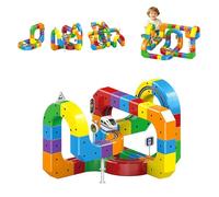 Electric Magnetic Train Track Sets - DIY Race Car Track Building Kits with Train and Traffic Signs,Building Trains Tracks Gravity-Defying 3D Embedded Layouts & Motorized Car, Learning Gift