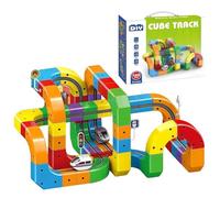 Electric Magnetic Train Tracks Set, 3d Flexible Track Fusion Race With Cube Rails & Signs Flexible Race Diy Race Car Building Kits For Birthday Party Gifts 123pcs