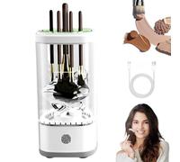 Electric Makeup Brush Cleaner, 2026 New Automatic Brush Cleaning Machine, Portable USB-Powered Deep Cleaner for All Size Foundation, Blush & Beauty Makeup Brushes (White)