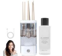 Electric Makeup Brush Cleaner Machine, Automatic Portable USB Reusable Make up Brush Cleaner Set, Auto-Rotating, One-Click, Quick Cleaning and Drying All Size Beauty Makeup Brushes (Machine+Solution)