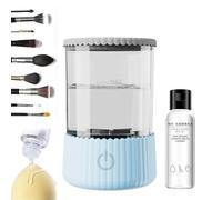 Electric Makeup Brush Cleaner Machine with Cleaning Fluid, Automatic Portable USB Reusable Make Up Brush Cleaner Set, Gift for Women, Wife, Friend (Blue)