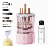 Electric Makeup Brush Cleaner Machine with Cleaning Fluid, Automatic Portable USB Reusable Make Up Brush Cleaner Set, Gift for Women, Wife, Friend (Pink)