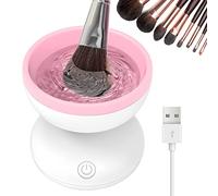 Electric Makeup Brush Cleaner Newest Design, Luxiv Wash Makeup Brush Cleaner Machine Fit for All Size Brushes Automatic Spinner Machine, Makeup Brush Beauty Blender Cleaner (White+Pink)