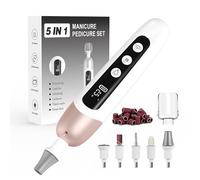 Electric Manicure Drill Pedicure Set, Cordless Nail Files Rechargebale Electric Nail Drill Thick Nails Care Tools with 10 Speeds and LCD Display for Home Salon