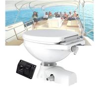 Electric Marine Toilet Horizontal, Quiet Flush Compact Boat Toilet Head for Boats, Yachts, RV, Camper 12V