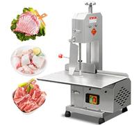 Electric Meat Bandsaw, 750W Stainless Steel Cutter for Bone Cutting, 0-13CM Thickness for Chicken, Fish, Beef, Includes 6 Saw Blades, Commercial Use