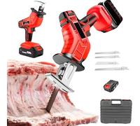 Electric Meat Bone Saw Cutter Machine for Butchering Frozen Meat with 2 Batteries and Metal Blades Stepless Speed Regulation Fast Cutting 1 Battery