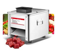 Electric Meat Cutter Machine, Fully Automatic Commercial Meat and Vegetable Slicer with Stainless Steel Tray and Widened Feed Inlet for Family and Commercial Use