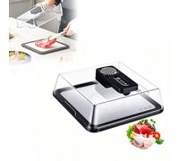 Electric Meat Defrosting Tray with Airflow Technology and Timer, Rechargeable Design, Visual Lid Ideal for Defrosting Steak, Chicken, Seafood Quickly