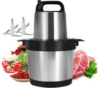 Electric Meat Grinder - 1000W Stainless Steel Food Chopper with Double Knife, 6L Capacity, 2 Gears for Meat, Vegetables, and Fruits