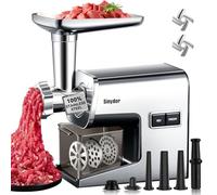 Electric Meat Grinder, 3000 Max Stainless Steel Meat Grinder with 2 Blades, 3 Grinding Plates, Sausage Filler Tubes and Bucket Set, for Home and Kitchen