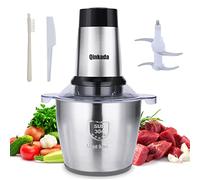 Electric Meat Grinder, Qinkada 500W Food Processor 3.5L Chopping Meat, 14Cup Large Stainless Steel Electric Food Chopper with 4 Sharp Blades 3 Rotating Speed Levels and Spatula