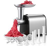 Electric Meat Grinder, Sausage Stuffer with 3 Sausage Tubes, 2 Blades, 3 Plates, 3200W Max, Meat Grinder Heavy Duty for Home Kitchen Use, Stainless Steel (Black)