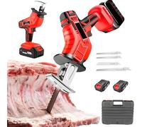Electric Meat Saw Cutter Machine for Butchering Frozen Meat, Includes 2 Batteries and Metal Blades, Stepless Speed Regulation for Fast Cutting