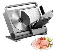 Electric Meat Slicer, Deli Slicer with 420 Stainless Steel Blade, Adjustable Thickness 1-15mm, Foldable Cutting Machine for Meat, Bread, Cheese & More