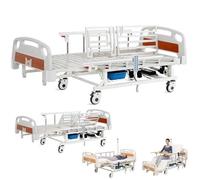 Electric Medical Bed with Auto Side Tilt, Anti-Bedsore, Remote Control, Safety Rails, Mattress, Bedpan, IV Pole, Locking Casters, High Capacity
