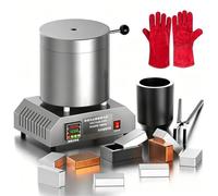 Electric Melting Furnace 1800W, Digital Automatic Machine w/Graphite Crucible, 1200℃ High Temp, 10kg Capacity for Gold, Silver, Copper, Jewelry