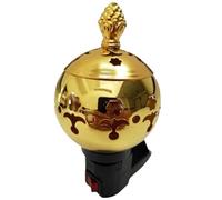 Electric Metal Incense Burner Bakhoor Suitable for Arabian Oud Wood Chips Bukhur Oudh Powder -UK Plug- (D0 - Gold)