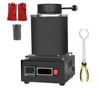 Electric Metal Melting, 1500W Temperature Control Smelter Kiln Kit with Crucible & Gloves, 1150℃ High Temp, Digital Metal Smelting Machine for Melt Scrap, Silver, Gold, Copper, Alumin Without Net 3kg