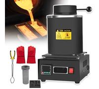 Electric Metal Melting Furnace Tools,1500w Digital Automatic Smelting Furnace,Casting Refining Machine With Graphite Crucible 1/2/3 Kg, For Gold Silver Aluminum Copper Metal Scrap(No-netting,2kg)