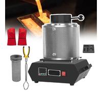 Electric Metal Melting Furnace Tools,1500w Digital Automatic Smelting Furnace,Casting Refining Machine With Graphite Crucible 1/2/3 Kg, For Gold Silver Aluminum Copper Metal Scrap(With-netting,3kg)
