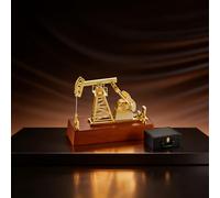 Electric Metal Oil Well Pump Jack Model, 2026 New Simulation Oilfield Operation Mechanical Machine Equipment Creative Desktop Ornament Decoration, Toy Science Eductional Gift for Adults (Red)