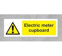 Electric Meter Cupboard Safety Sign - Self Adhesive Sticker (150mm x 50mm)