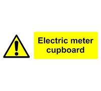 Electric meter cupboard safety sign - Self adhesive sticker (450mm x 150mm)