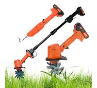 Electric Micro Tiller & Digging Hoe, 2-in-1 Cordless Soil Rotator, 235 RPM Motor, 1.5 Ah Battery, 10 cm Tilling Depth, Handheld & Pole-Mounted