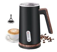 Electric Milk Frother and Steamer, 4-in-1 Milk Steamer with Wood Elements Design, Automatic Hot & Cold Foam Maker for Latte, Cappuccinos, Macchiato, Milk Warmer (Black)