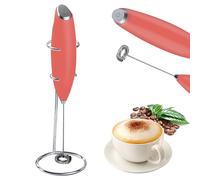 Electric Milk Frother Handheld Mini Foamer with Base Coffee Maker Egg Beater for Chocolate Cappuccino Frappe Stirrer Portable Blender Whisk Tools (Pink)