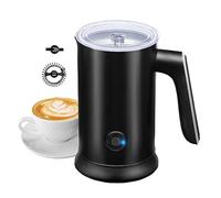 Electric Milk Frother Handheld with Stainless Steel Stand Battery Operated Whisk Drink Mixer for Coffee, Frappe, Latte, Matcha, Hot Chocolate, Black (240ml/8.12oz, Classic Black)