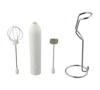 Electric Milk Frother Set with Stainless Steel Construction and Convenient Charging Options (White)