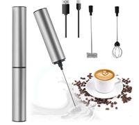 Electric Milk Frother with Stainless Steel Double Spring: Portable Foam Whisk for Cappuccino, Coffee, Eggs & Hot Chocolate, 13,000 RPM