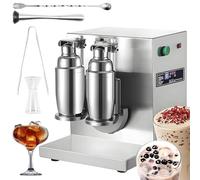 Electric Milk Tea Shaking Machine, Double Cup Milk Tea Shaking Machine, Adjustable Milk Shake Mixer Machine, Stainless Steel Electric Mixing Blender with 2pcs 1000ml Cups, for Beverages and Coffee
