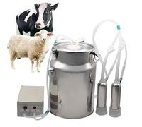Electric Milking Machine, Electric Pulsation Milking Machine, Farms Goat Sheep Cow Hand Vacuum Pump with Stainless Steel Milk Bucket, Milking Kit Automatic Stop Equipment 5L Plugged-in cow