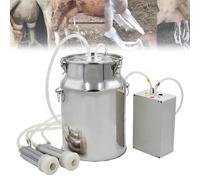 Electric Milking Machine with Rechargeable Pulsation - 3L/5L/10L/14L Stainless Steel Bucket & 2 Brushes | Automatic Stop for Sheep, Cows & on Home Farms , 14L,cow
