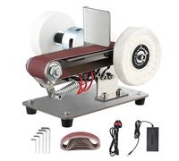 Electric Mini Belt Sander, 7 Adjustable Speed Belt Sanding Machine, Multifunctional Polishing Grinder with Grinding Wheel, Polishing Wheel, 10 Sanding Belts, Bench Grinder for Turning Polishing Wood