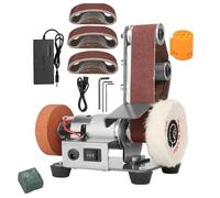 Electric Mini Belt Sander, 7 Adjustable Speed Polishing Grinder, Knife-Sharpener Sanding Machine with 30pcs Belts for DIY Metal Working and Crafts