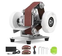 Electric Mini Belt Sander 7-Speed Belt Sander with 2-in-1 Knife Sharpening & Polishing Power Tools 250W Low-Noise Copper Motor Mini Belt Disc Sander with Quick-Release Belt for Wood Metal DIY Workshop